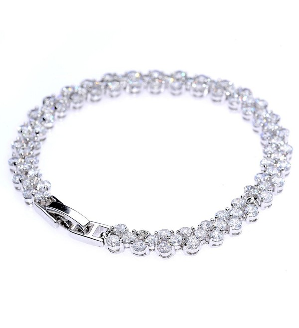 White Gold Plated Zircon Roman Style Fashion Tennis Bracelet for Women - C612G3JBFVL