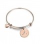 Zuo Bao Rose Gold Initial Disc Expandable Wire Bracelet Bangle with Heart Charm - A - CD185GAZMKW