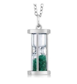 Sterling Silver Hourglass Pendant with 0.75 Ct Emerald Dust & 18" Chain - CO11EP8XAWJ