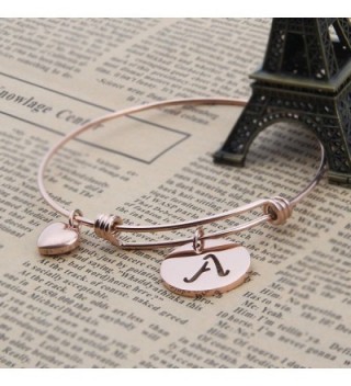 Initial Expandable Bracelet Bangle Heart