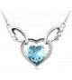 Infinite U Double Hearts Angel Wing Austrian Crystal Silver Plated Women Pendant Necklace - ocean blue - CM11VY5L1PZ