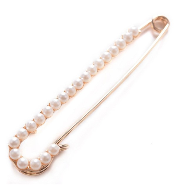 Love Sweety Candy Cane Safety Pearl Pin Scarf Lapel Brooch XZ02 (Golden with Pearl) - CU12GIPHHNF