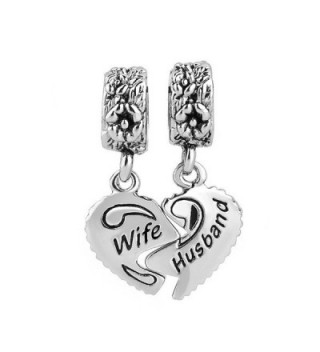 LuckyJewelry Wife Husband Heart Charms Dangle Bead Set Sale For Pandora/Troll/Chamilia Charm Bracelet - CI12N1JRSAP