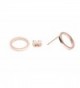 Open Circle Stud Earrings in Rose Gold | Minimalist Round Earrings Titanium - C817YL4N3W9