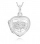 925 Sterling Silver Tree of Life Heart Locket Necklace- 18" - C612MXURQ8C