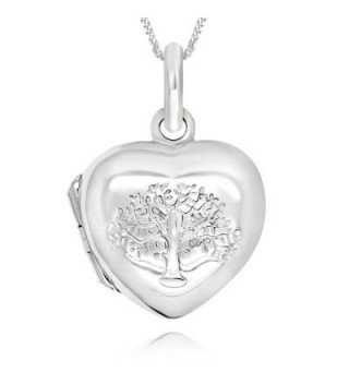 925 Sterling Silver Tree of Life Heart Locket Necklace- 18" - C612MXURQ8C