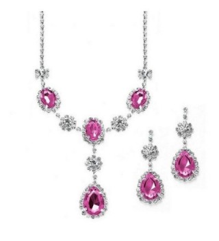 Beautiful Drop Evening Party Lite Pink With Tear Drop Dangle Bridal Bridesmaid Necklace Earring - C7127OL1HT7