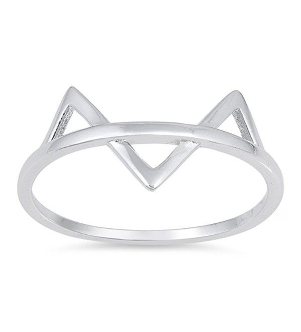 Triangle Cat Ears Animal Fashion Ring New .925 Sterling Silver Band Sizes 4-10 - C617AYZ938K