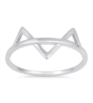 Triangle Cat Ears Animal Fashion Ring New .925 Sterling Silver Band Sizes 4-10 - C617AYZ938K