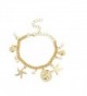 Lux Accessories Goldtone Starfish Seashell imitation Pearl Nautical Charm Bracelet - CL17XXD9IMX