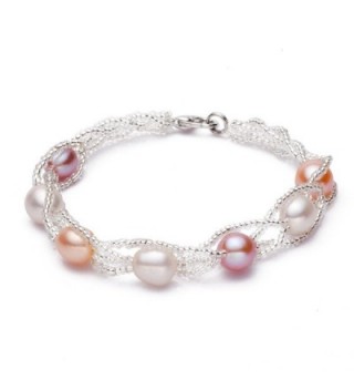 CASOTY Freshwater Cultured Pearl Bracelets Beaded Charm Bracelet for Women Girl (Color Bracelet) - CM128ZK5GNT