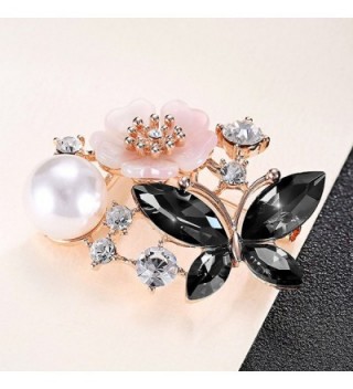 Merdia Flowre Simulated Christmas year Black in Women's Brooches & Pins
