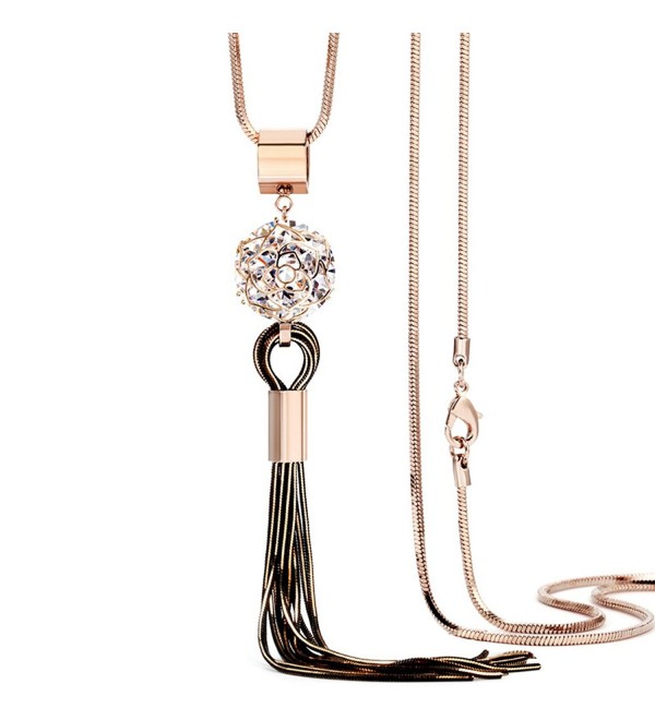 Fashion Platinum Crystal Clothing Necklace - Rose Gold - C7185YTY36A