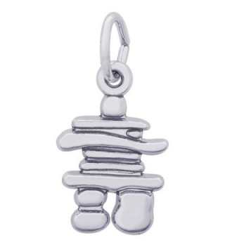 Rembrandt Charms Sterling Silver Inukshuk Accent Charm on a 16- 18 or 20 inch Rope- Box or Curb Chain Necklace - CE185QH3GKT