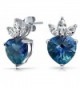 Bling Jewelry Blue Topaz December Birthstone CZ Heart Crown Stud earrings 925 Sterling Silver 15mm - CY11KSK2NJZ