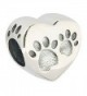 Dog Paw Print Authentic 925 Sterling Silver Bead Animals Bead Fits European Charms - Love Heart - C412ECI75OV
