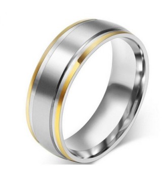 Titanium Two Tone Dome Polished Comfort Fit Wedding Band Rings for Women - C912E2FZRCV