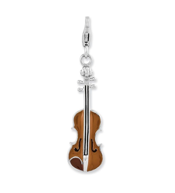 Best Designer Jewelry Sterling Silver Enameled 3-D Viola w/Lobster Clasp Charm - C011MZWUXMD