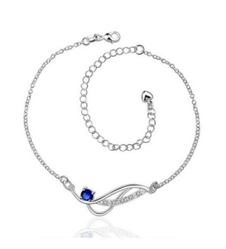 Zhiwen Women's 925 silver Chain Infinite Anklet Foot Bracelet Sandals Beach Feet Diamond Anklet - CB185UL0NUO