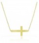 Stainless Steel Yellow Gold-tone Womens Sideways Cross Pendant Necklace - CZ11DND80HX