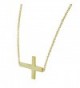 Stainless Gold tone Sideways Pendant Necklace