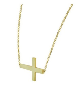 Stainless Gold tone Sideways Pendant Necklace