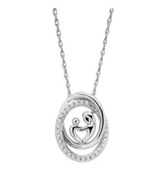 Mother & Child Swirl Pendant Necklace with Diamonds in Sterling Silver - CM18203Y0YA