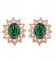 Gold Plated Simulated Emerald Pierced Earrings