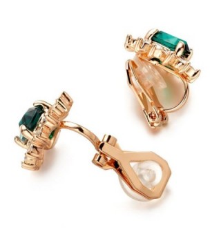 Gold Plated Simulated Emerald Pierced Earrings in Women's Clip-Ons Earrings