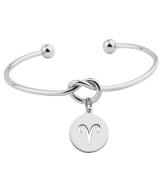 Zuo Bao Love Knot Bracelet Tie the Knot Cuff Bangle with Zodiac Signs Disc Charm - Aries - CM1832KDUNX