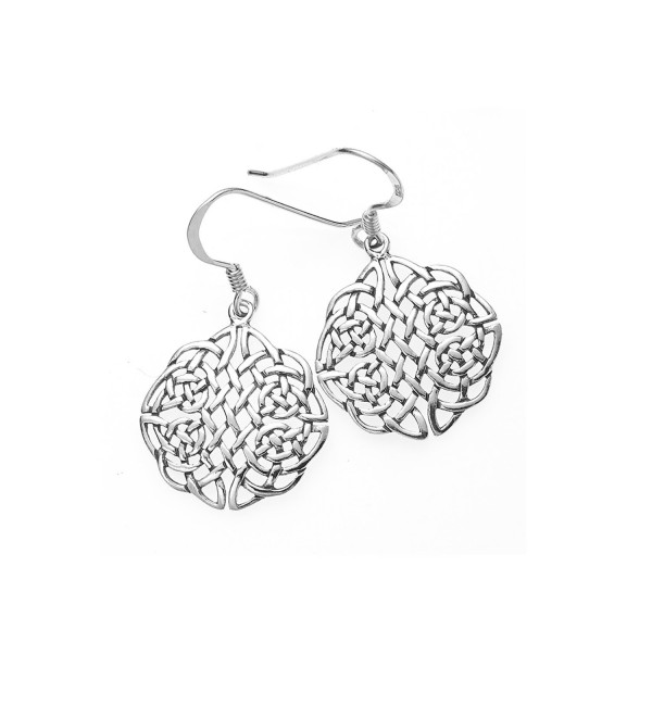 925 Sterling Silver Round Celtic Knot Dangle Earrings 1.2"- Nickel Free - C211M2CL7KD