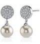 Sterling Silver Rhodium Nickel Finish Bridal Style CZ Disc Stud Earrings - CB112B14OE1