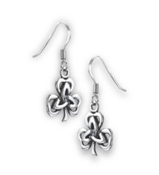 .925 Sterling Silver Shamrock Triquetra Celtic Dangle Earrings - CE126QHGB5P