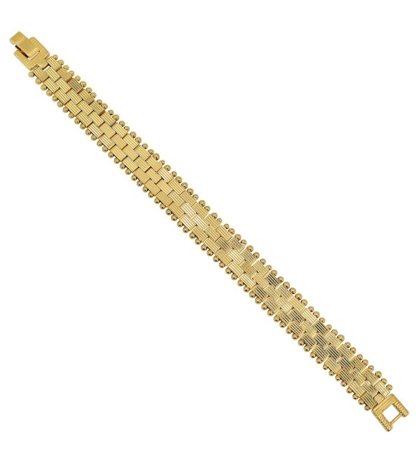 Gold Plated Ridge Textured Links In Brick Pattern Bracelet + Microfiber ...