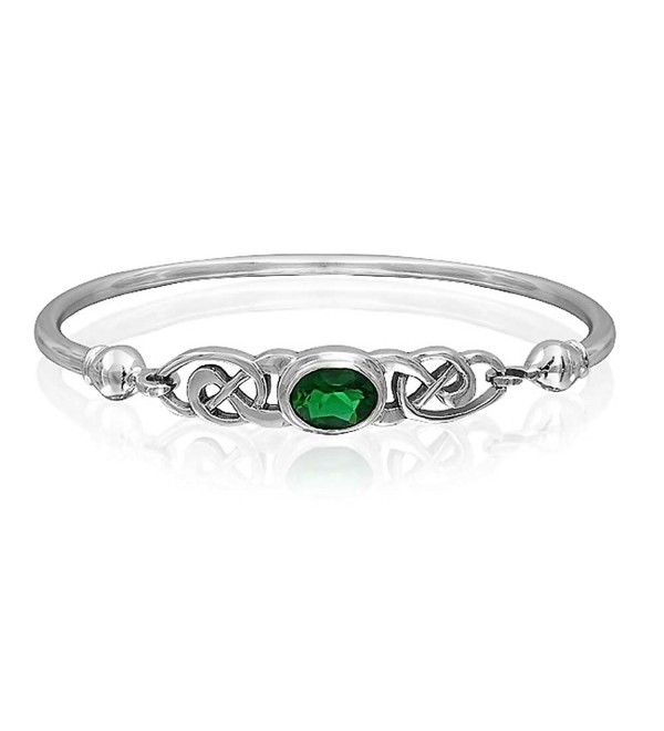 Bling Jewelry Simulated Emerald Glass Celtic Knot Bangle Bracelet Silver - CK11CGA2M4P