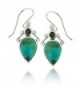 925 Oxidized Sterling Silver Inverted Tear Gemstone Drop Dangle Earrings - Turquoise and Smokey Quartz - C511LBFTZ8D