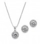 Mariell Ultra Dainty 10.5mm Cubic Zirconia Round Halo Necklace and Stud Earrings Set Plated in Platinum - CC12JGUEZ1V