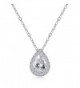 Odette Micro-Pave CZ Framed Pear-Shaped Solitaire Necklace Pendant - Elegant Bridal Jewelry - Silver - CM12OCIW6BP