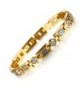 Titanium Steel Golf Magnetic Therapy Bracelets for Women Rhinestone Health WristBand with 3 Smart Buckle - Gold - C212JE04Y4V