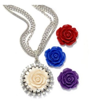 Set of 4 Rose Flower Pendants- Necklace Boxed Gift Set for Women- Bridesmaids Gift - CT11HQ68YXX