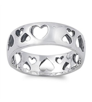 Eternity Cutout Heart Purity Girlfriend Ring 925 Sterling Silver Band Sizes 5-10 - CX187YUL6L8