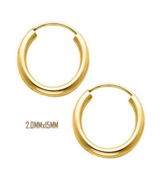 14K Yellow Gold 15 mm in Diameter Endless Hoop Earrings with 2.0 mm in Thickness - CM11OK94FSH