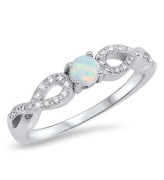 CHOOSE YOUR COLOR Sterling Silver Infinity Knot Ring - White Simulated Opal - C412MX97TX9