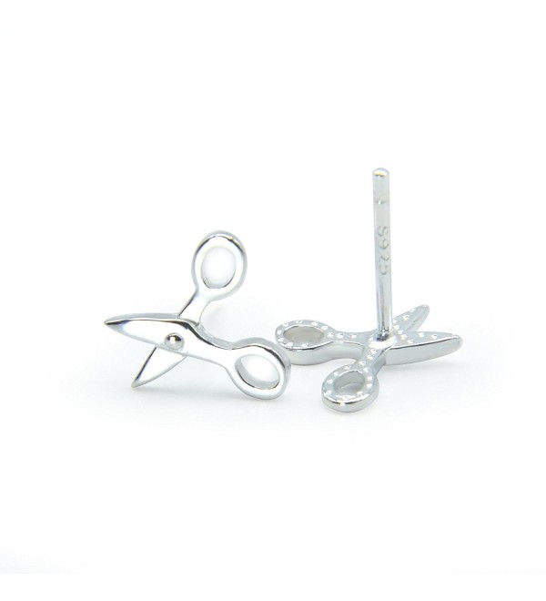 BC 925 Sterling Silver Scissors Unique Special Stud Earrings Chic Hip-hop - CH187AM2YSX