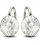 Sterling Silver Made with Swarovski Crystals Clear Round Leverback Earrings- 0.70" - CA11LO3CJCV