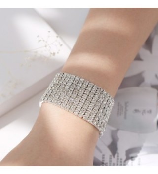 Bridal Rhinestone Stretch Bracelet Silver