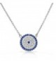 925 Sterling Silver Evil Eye Hamsa White Blue CZ Pendant Necklace - White - CD11OBCMYAX