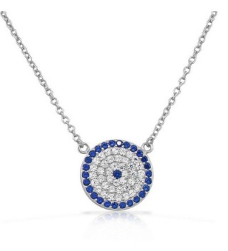 925 Sterling Silver Evil Eye Hamsa White Blue CZ Pendant Necklace - White - CD11OBCMYAX