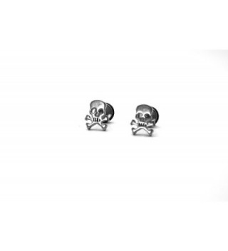 Millardo Jewelry Basic Collections Skull & Cross Bones shaped Stud screw-back Earrings (Stainless Steel) - CX12EERQ9BP