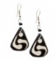 Maisha Beautiful African Fair Trade Black & Off White Triangle Up cycled Camel Batiked Bone Earrings - CG11DE1F1T9